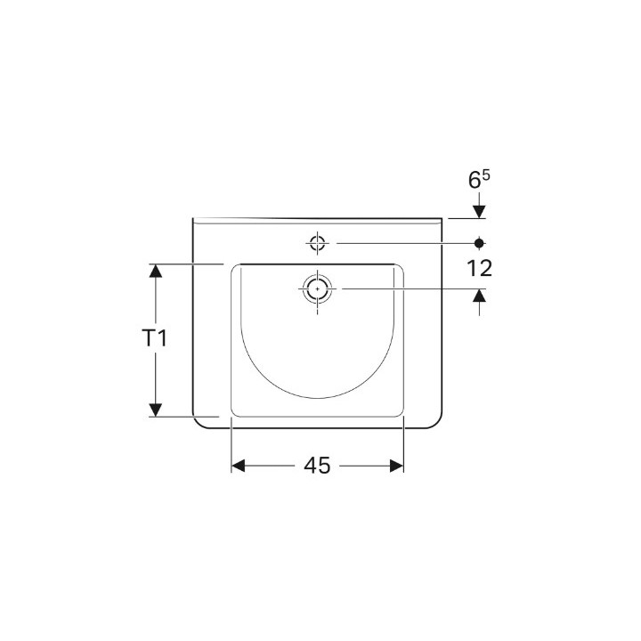 Geberit Selnova Comfort  Umywalka, B55cm, H15.5cm, T52.5cm, z przelewem, z otworem na baterię