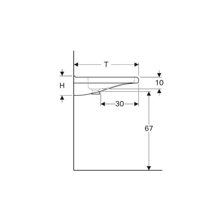 Geberit Selnova Comfort  Umywalka, B55cm, H15.5cm, T52.5cm, bez przelewu, bez otworu na baterię