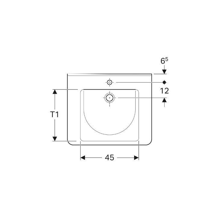 Geberit Selnova Comfort  Umywalka, B65cm, H15.5cm, T55cm, z przelewem, z otworem na baterię