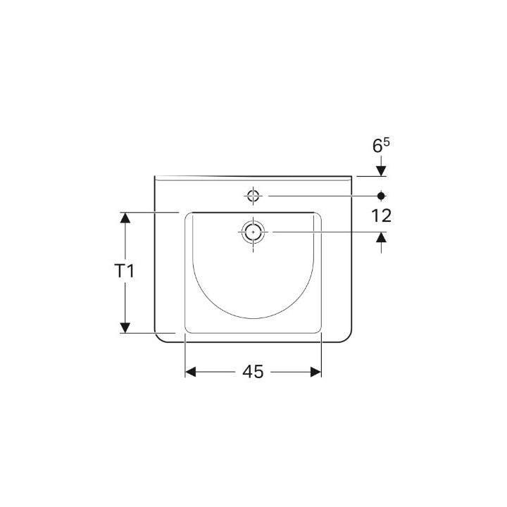 Geberit Selnova Comfort  Umywalka, B65cm, H15.5cm, T55cm, bez przelewu, z otworem na baterię