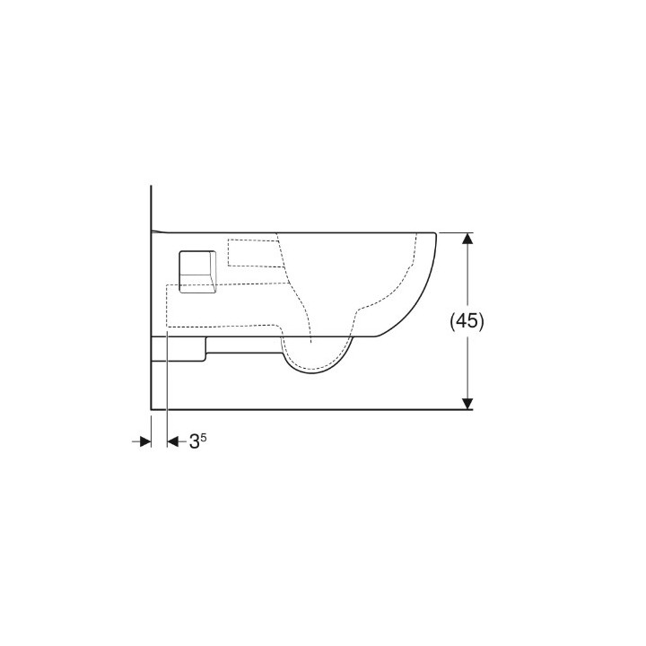 Geberit Selnova Comfort Wisząca miska WC, lejowa, B35.5cm, H34.5cm, T70cm, długa, częściowo ukryte mocowania, Rimfree