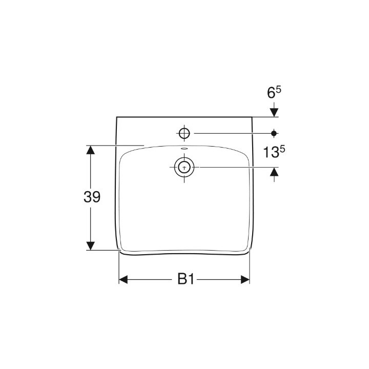 Geberit Selnova Comfort Umywalka, 55x15x55cm, z przelewem, z otworem na baterię