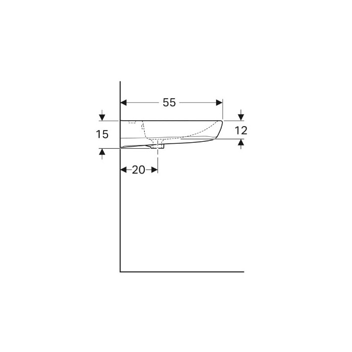 Geberit Selnova Comfort  Umywalka, 55x15x55cm, bez przelewu, z otworem na baterię