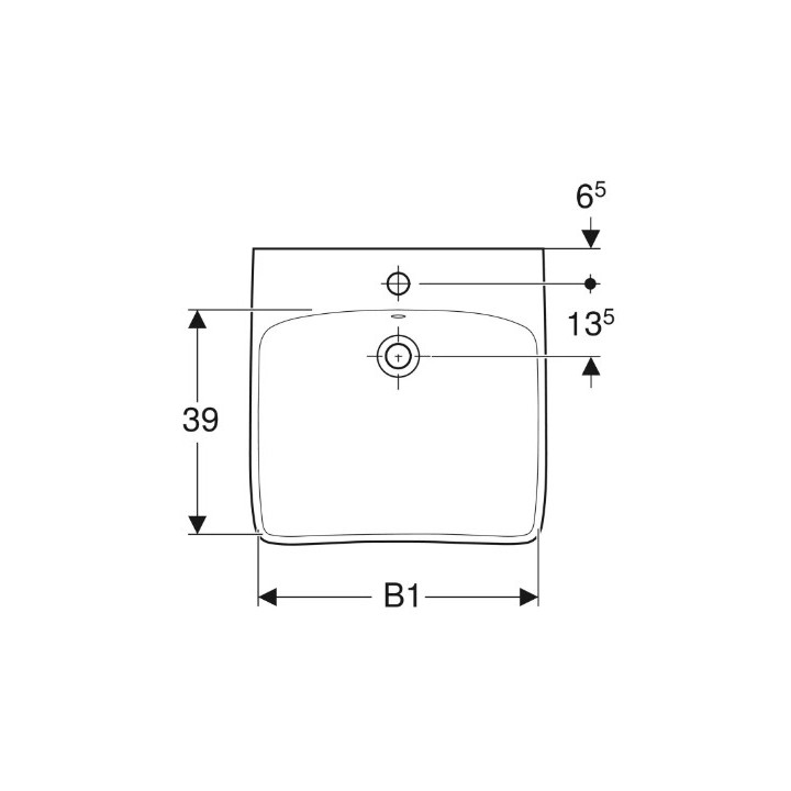 Geberit Selnova Comfort Umywalka, 60x15x55cm, z przelewem, z otworem na baterię