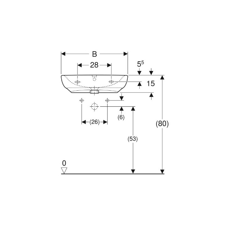 Geberit Selnova Comfort Umywalka, 60x15x55cm, z przelewem, z otworem na baterię
