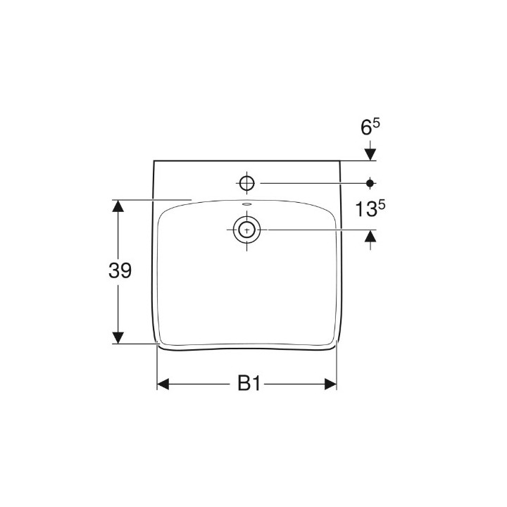 Geberit Selnova Comfort Umywalka, 60x15x55cm, bez przelewu, z otworem na baterię