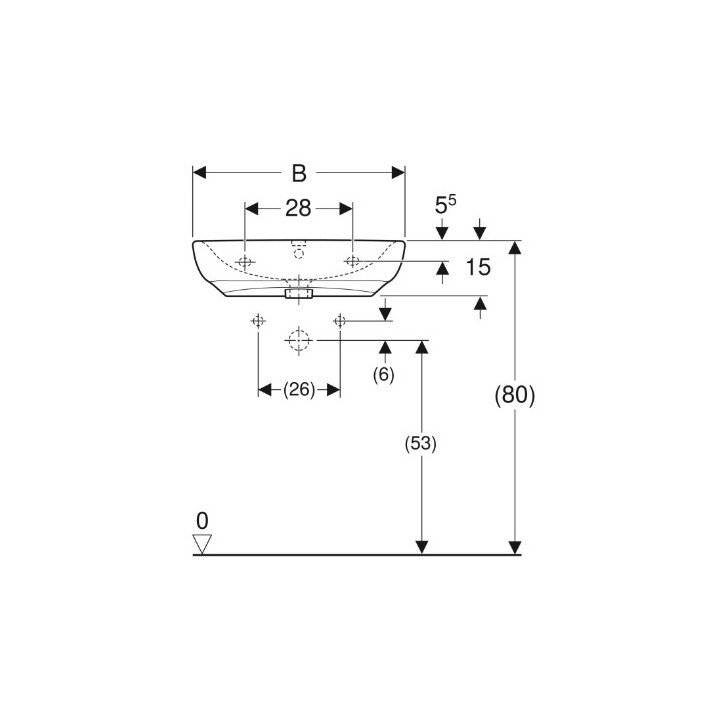 Geberit Selnova Comfort Umywalka, 60x15x55cm, bez przelewu, z otworem na baterię