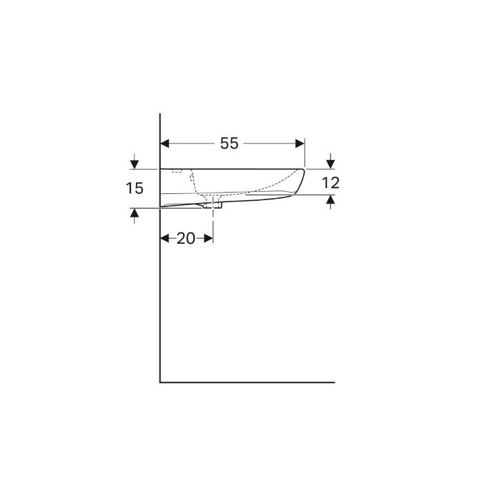 Geberit Selnova Comfort Umywalka, 65x15x55cm, z przelewem, z otworem na baterię