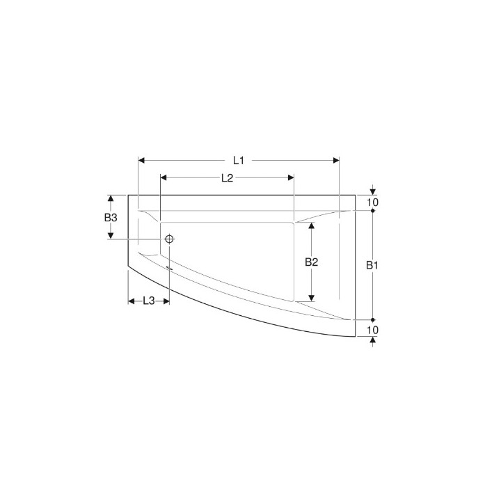 SELNOVA SQUARE wanna asymetryczna 170x105 cm, odpływ z lewej strony - biała