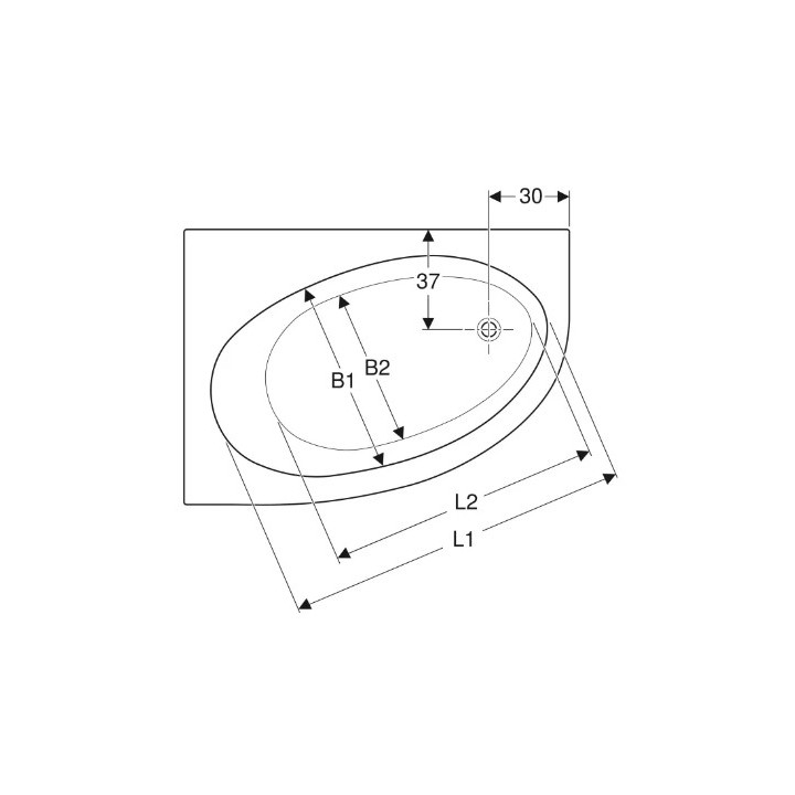 SELNOVA wanna asymetryczna 150x100 cm, odpływ z prawej strony - biała