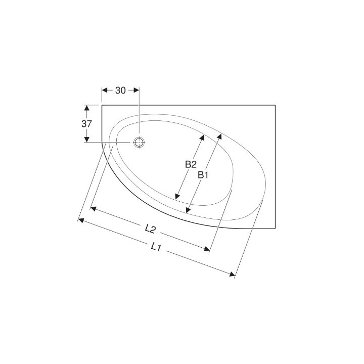 SELNOVA wanna asymetryczna 150x100 cm, odpływ z lewej strony - biała