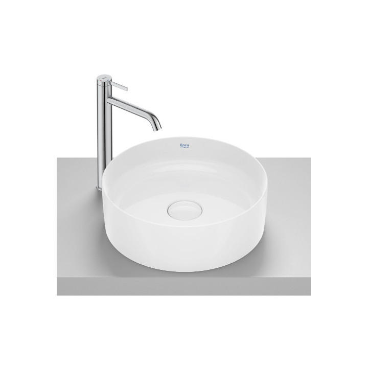 TERRA Umywalka nablatowa okrągła 39 cm Fineceramic® BIAŁY POŁYSK