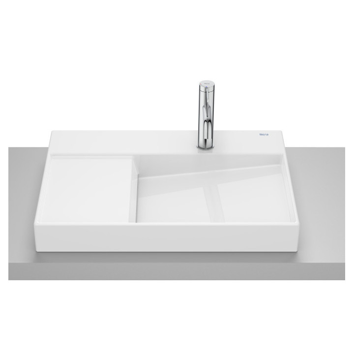HORIZON Umywalka nablatowa VIEW 60x42 cm z otworem na baterię BIAŁY POŁYSK