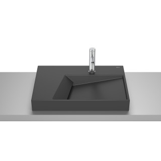 HORIZON Umywalka nablatowa GEOMETRIC 60x42 cm z otworem na baterię CZARNY MAT