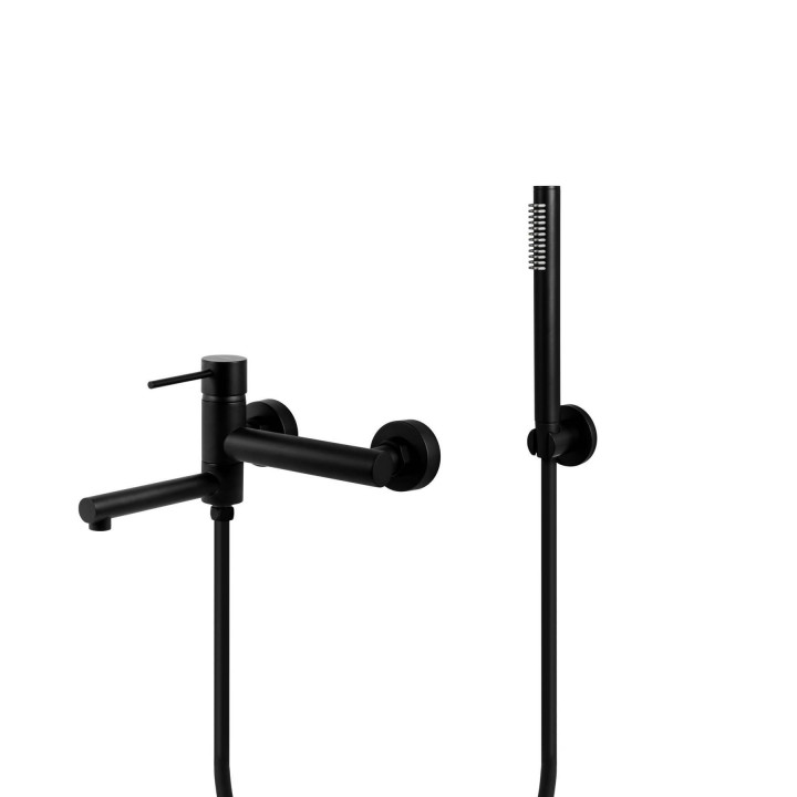 Zestaw wannowo prysznicowy Corsan Lugo czarna bateria z wylewką i słuchawką prysznicową