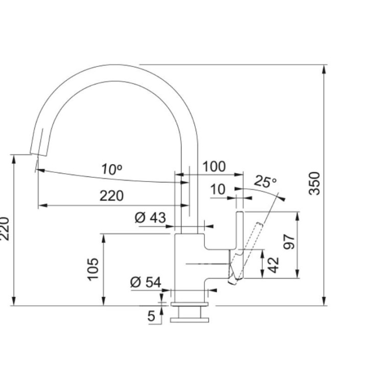 Bateria kuchenna ze stałą wylewką Lina XL w kolorze czarny mat