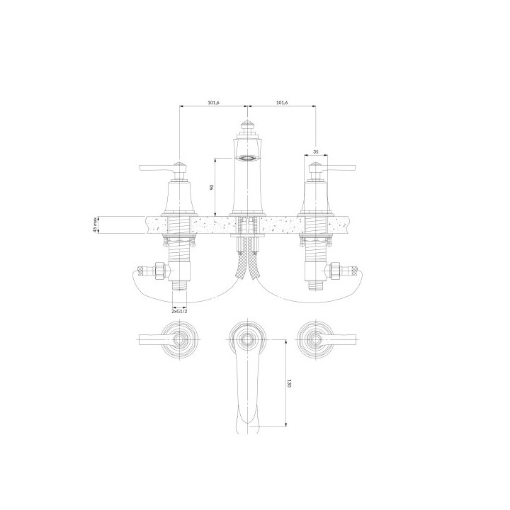 ARMANCE bateria umywalkowa 3-otworowa 