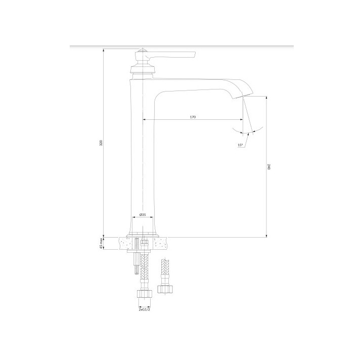 ARMANCE bateria umywalkowa wysoka, 32 cm - miedź antyczna
