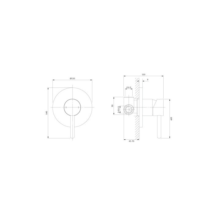 Y bateria prysznicowa podtynkowa 