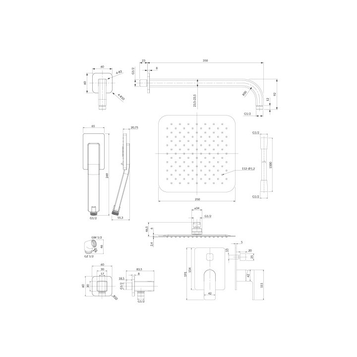 OMNIRES BARETTI system prysznicowy podtynkowy