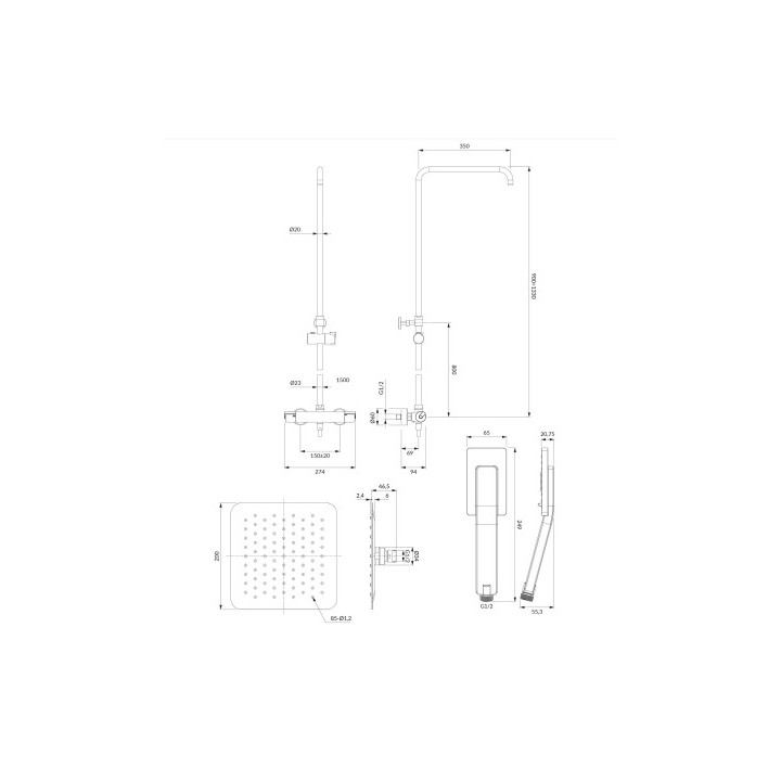OMNIRES Y termostatyczny system prysznicowy natynkowy - chrom