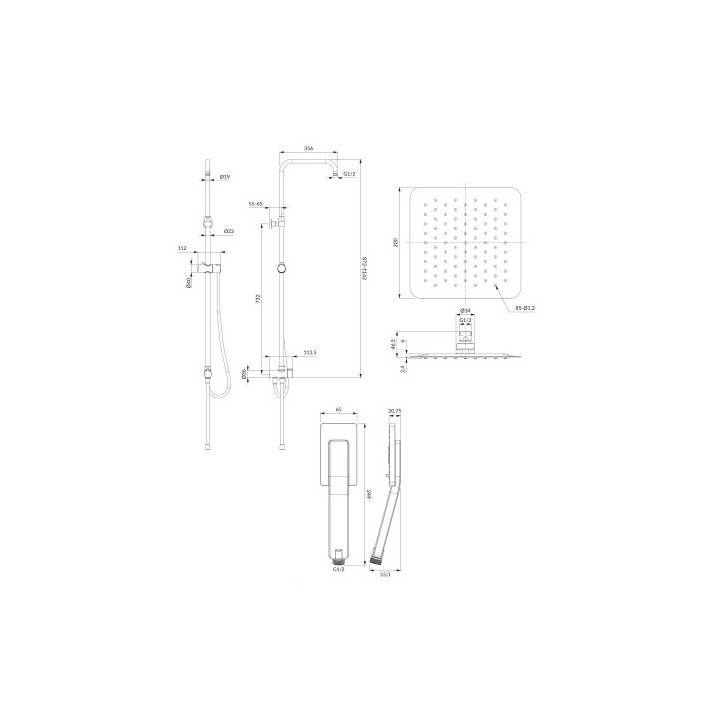 OMNIRES TORONTO kolumna prysznicowa natynkowa - chrom