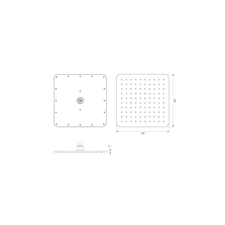 OMNIRES SLIMLINE deszczownica, 25 x 25 cm - chrom / biały