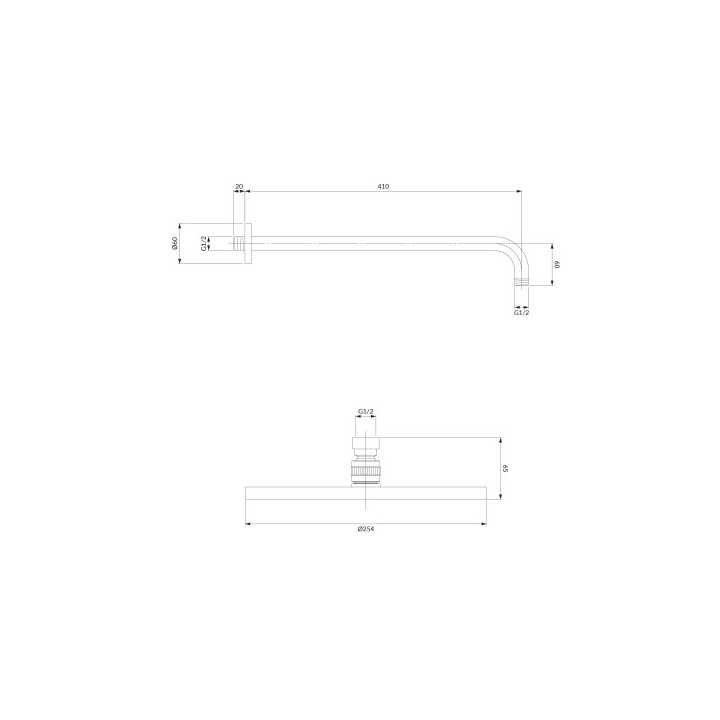 OMNIRES SLIMLINE deszczownica z ramieniem, ø25 cm -  miedź