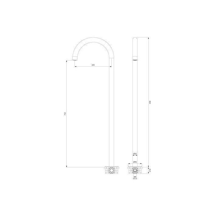 OMNIRES Y wylewka wannowa wolnostojąca - czarny