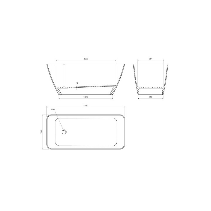 Wanna wolnostojąca OMNIRES PARMA M+, 159 x 71 cm - biały połysk 
