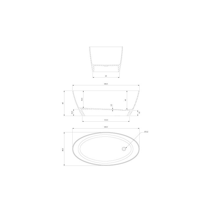 Wanna wolnostojąca OMNIRES SIENA M+, 161 x 81 cm - biały / szary połysk