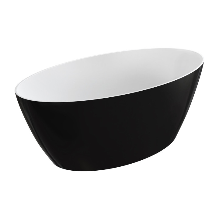 Wanna wolnostojąca OMNIRES SIENA M+, 161 x 81 cm - biały / czarny połysk