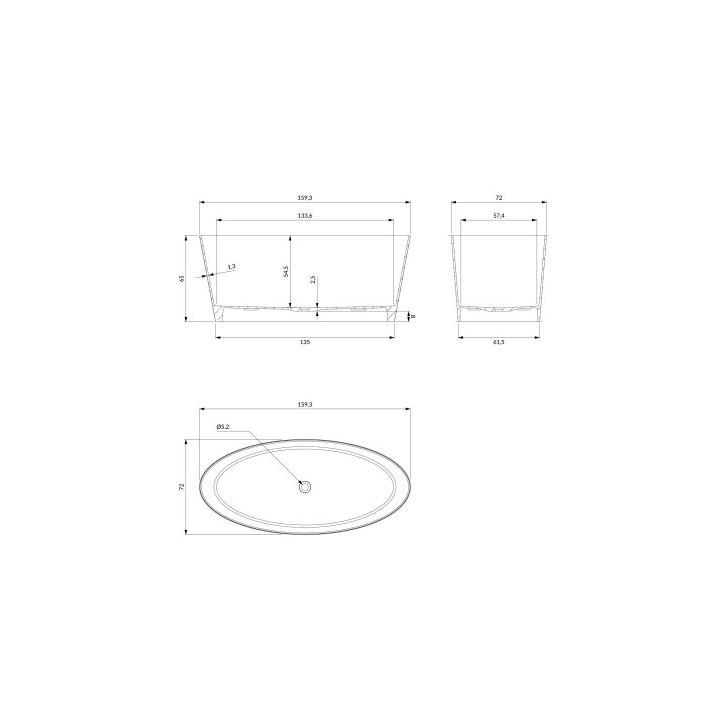  wanna wolnostojąca OMNIRES ROMA M+, 159 x 72 cm - biały mat