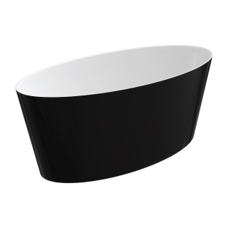  wanna wolnostojąca OMNIRES ROMA M+, 159 x 72 cm - biały / czarny połysk 