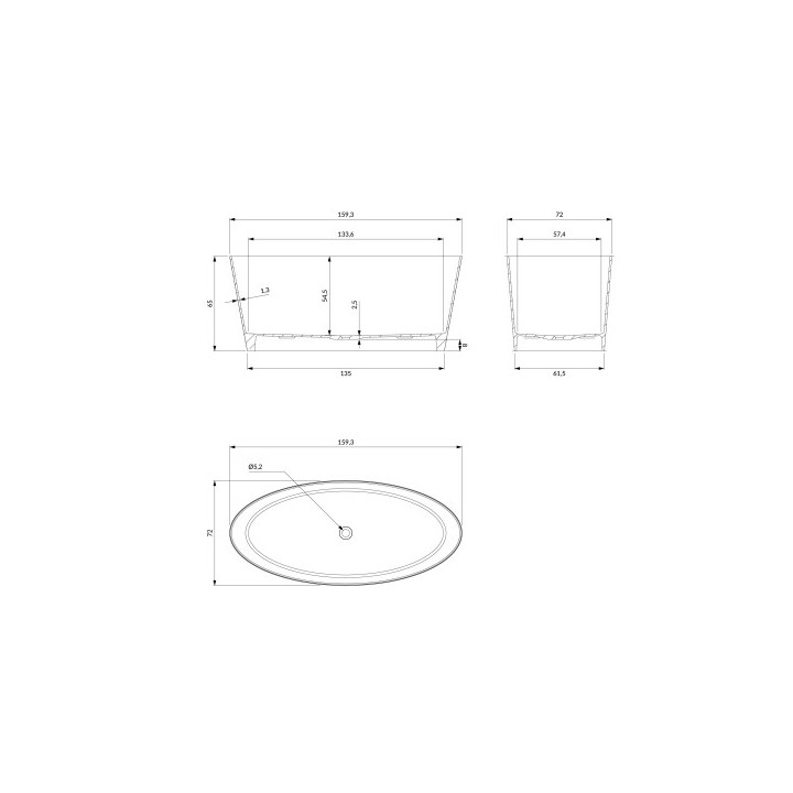  wanna wolnostojąca OMNIRES ROMA M+, 159 x 72 cm - biały / czarny połysk 