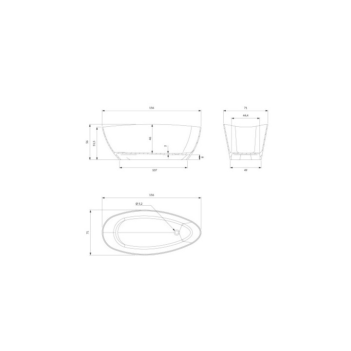  wanna wolnostojąca OMNIRES BARCELONA M+, 156 x 71 cm - biały mat