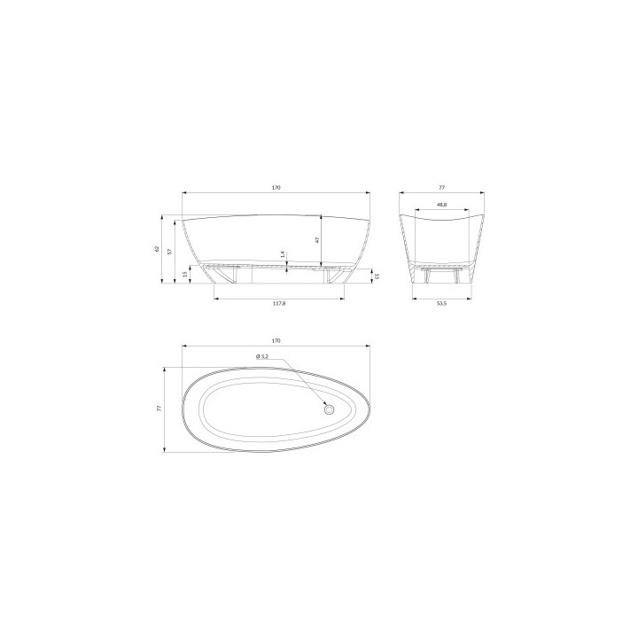 Wanna wolnostojąca OMNIRES BARCELONA M+, 170 x 77 cm - biały połysk
