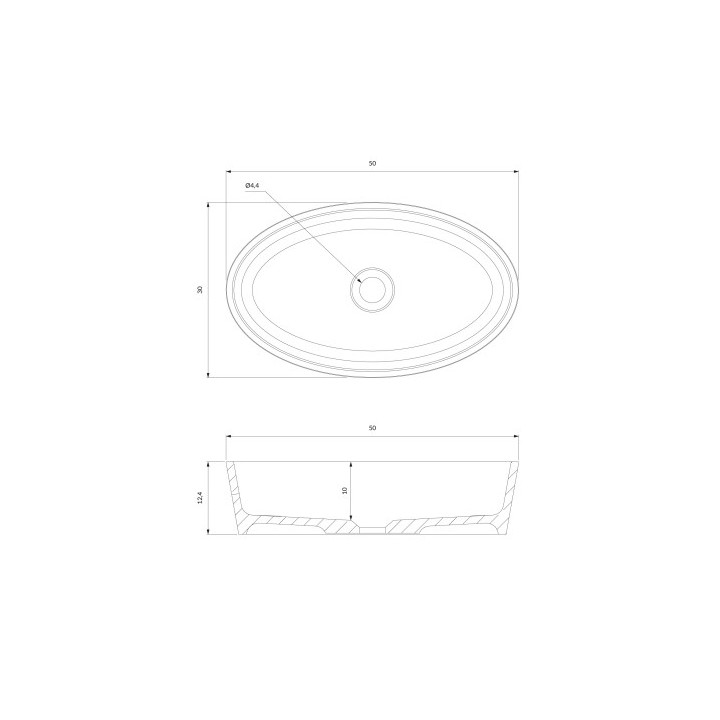 Umywalka nablatowa OMNIRES BARI M+ , 50 x 30 cm - biały / czarny połysk