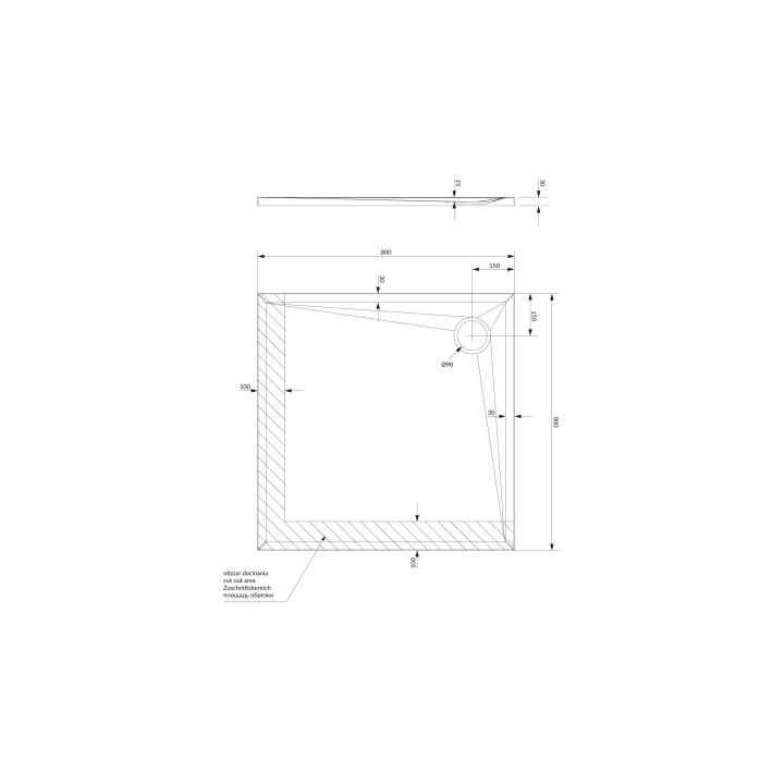 Brodzik prysznicowy kwadratowy OMNIRES STONE  ze strukturą kamienia, 80x80cm - czarny mat