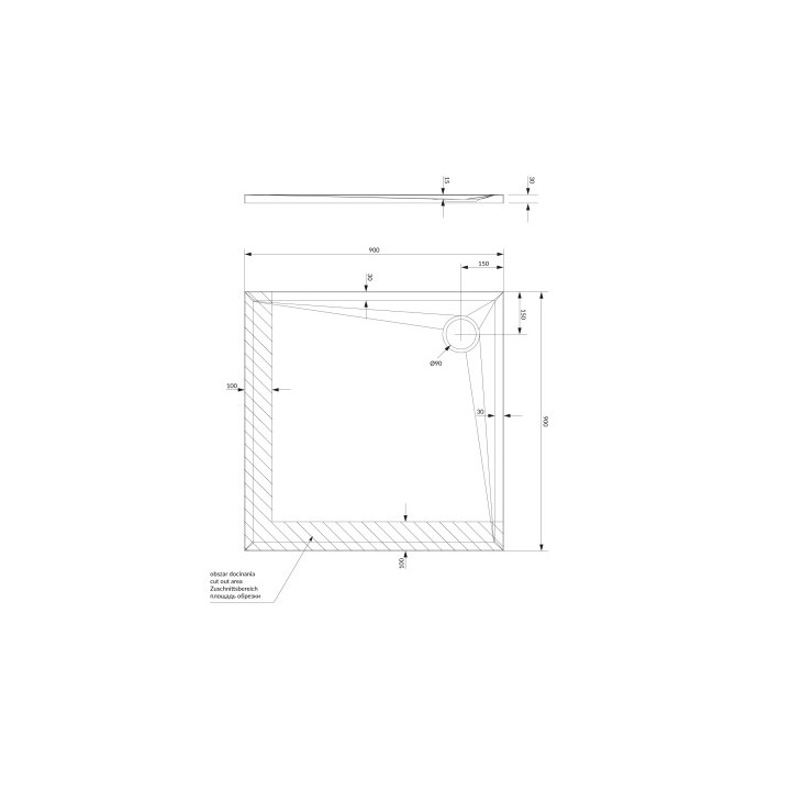 Brodzik prysznicowy kwadratowy OMNIRES STONE ze strukturą kamienia, 90x90cm - czarny mat