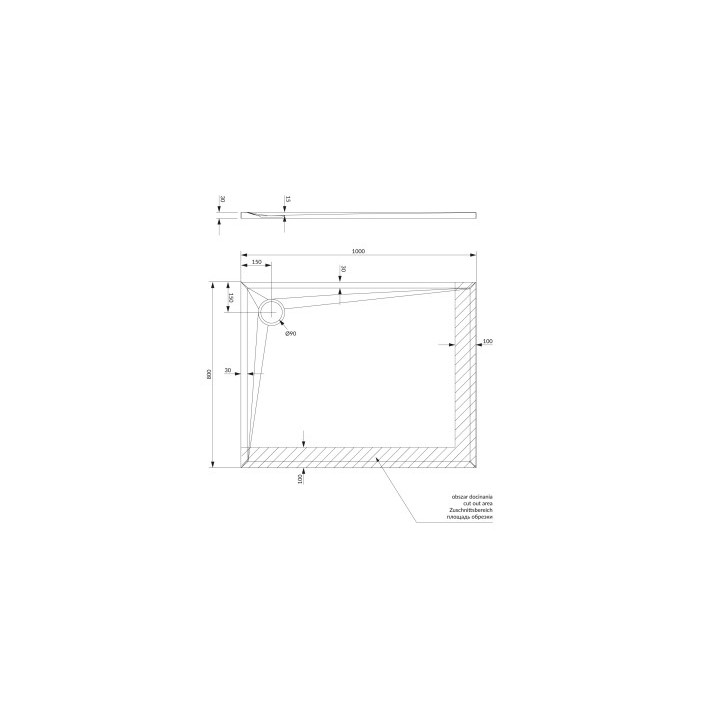 Brodzik prysznicowy OMNIRES STONE prostokątny ze strukturą kamienia, 80x100cm - czarny mat 