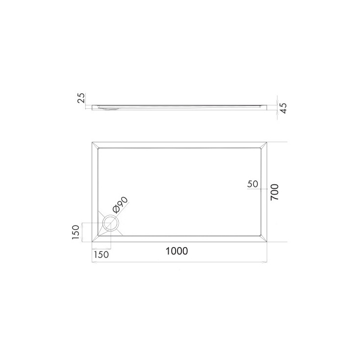 Brodzik prysznicowy akrylowy prostokątny OMNIRES MERTON, 70x100cm - biały połysk