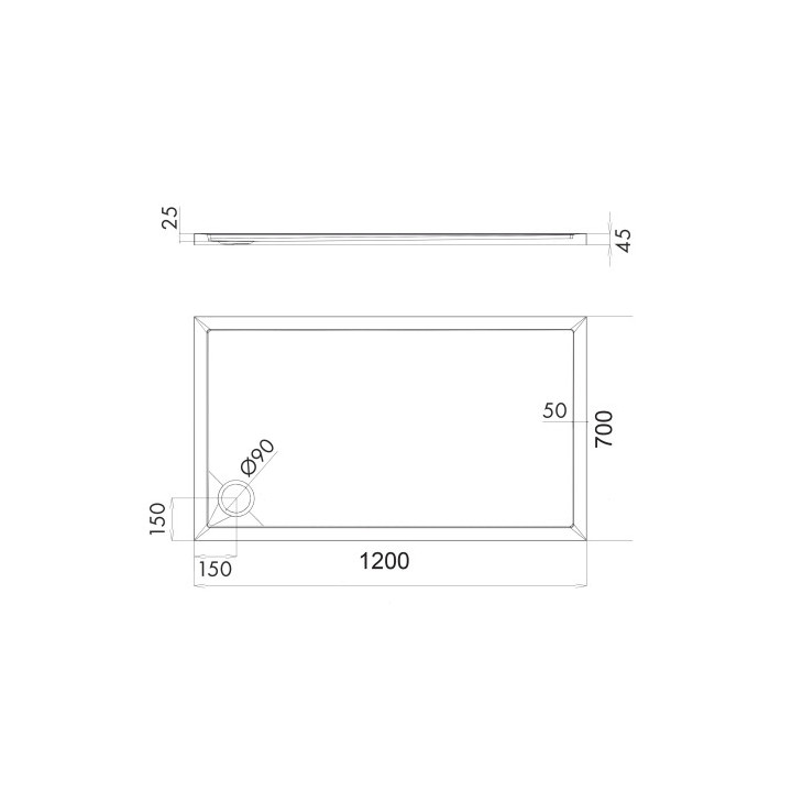 Brodzik prysznicowy akrylowy prostokątny OMNIRES MERTON, 70x120cm - biały połysk