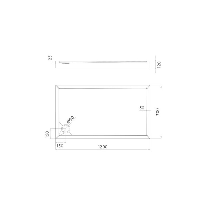Brodzik prysznicowy akrylowy, prostokątny OMNIRES CAMDEN, 70x120cm - biały połysk