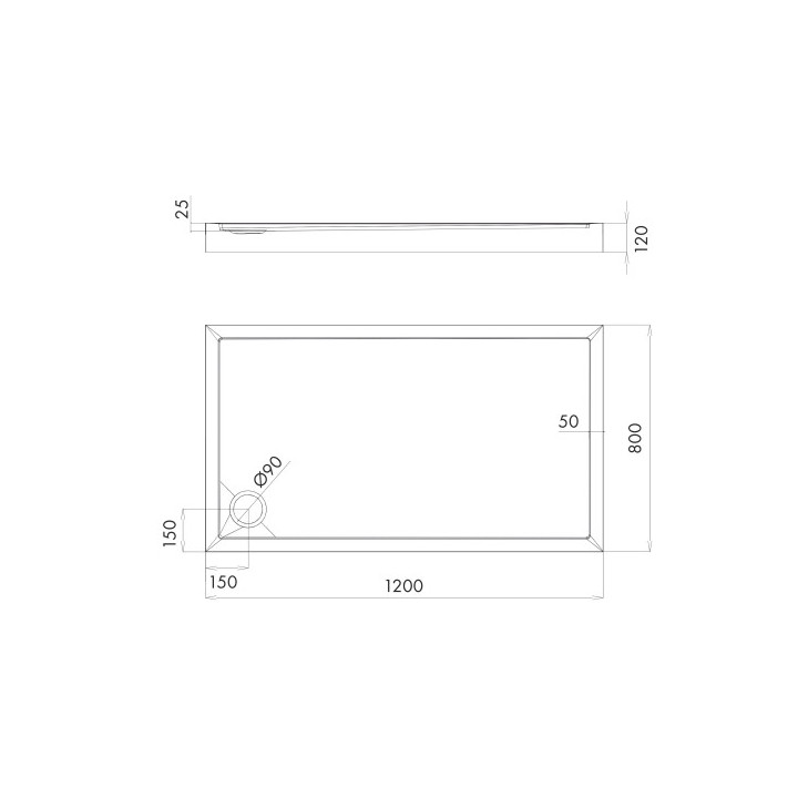 Brodzik prysznicowy akrylowy, prostokątny OMNIRES CAMDEN, 80x120cm  - biały połysk