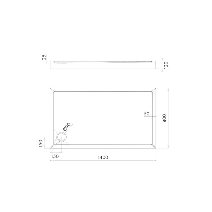 Brodzik prysznicowy akrylowy, prostokątny OMNIRES CAMDEN, 80x140cm  - biały połysk