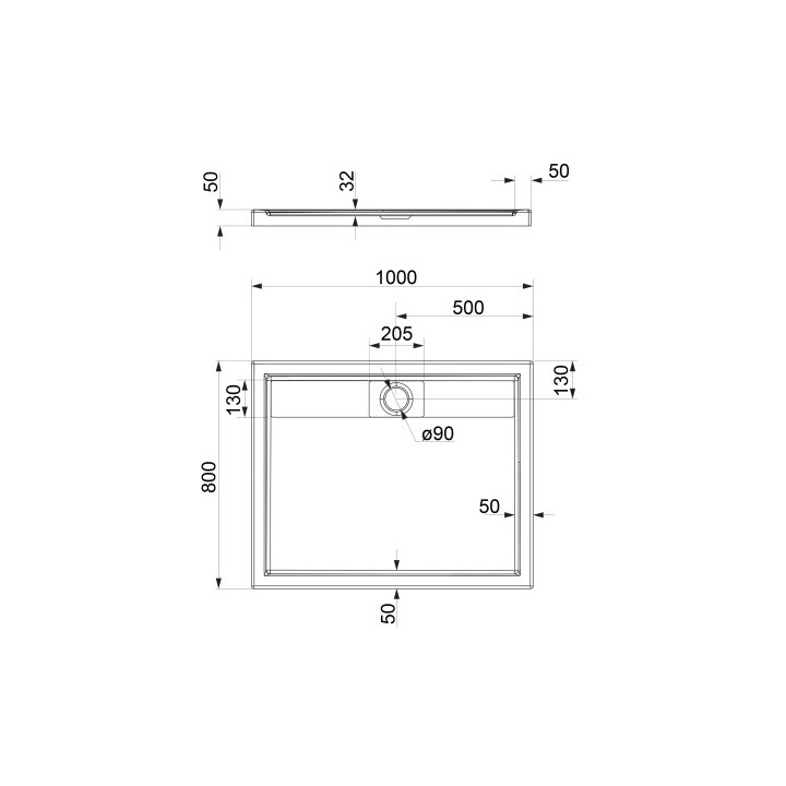 BROOKLYN akrylowy brodzik prysznicowy prostokątny, 80x100cm - biały połysk