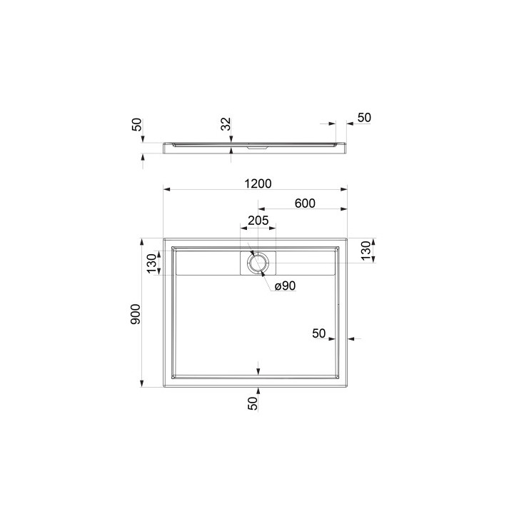 BROOKLYN akrylowy brodzik prysznicowy prostokątny, 90x120cm - biały połysk