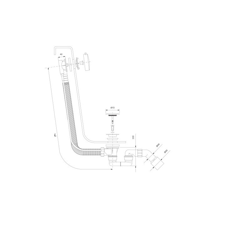 Syfon wannowy OMNRIES CGS, przelewowo-odpływowy - chrom  