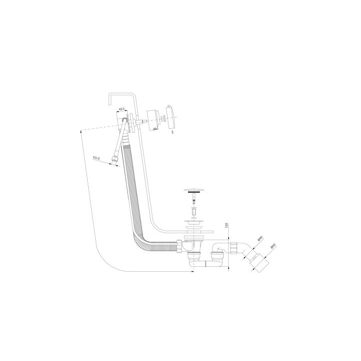 Syfon wannowy OMNIRES CGS, przelewowo-odpływowo-napełniający - chrom 